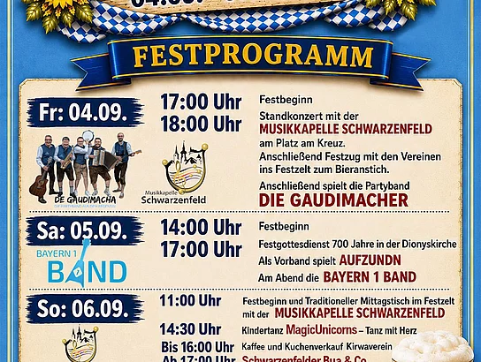 Festprogramm Schwarzenfelder Kirwa 2026