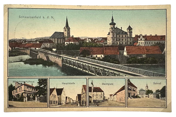Eine Ansichtspostkarte von 1910 weist den Platz am Kreuz als Marktplatz aus.