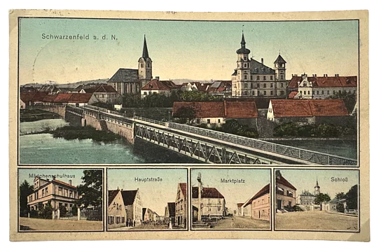 Eine Ansichtspostkarte von 1910 weist den Platz am Kreuz als Marktplatz aus.